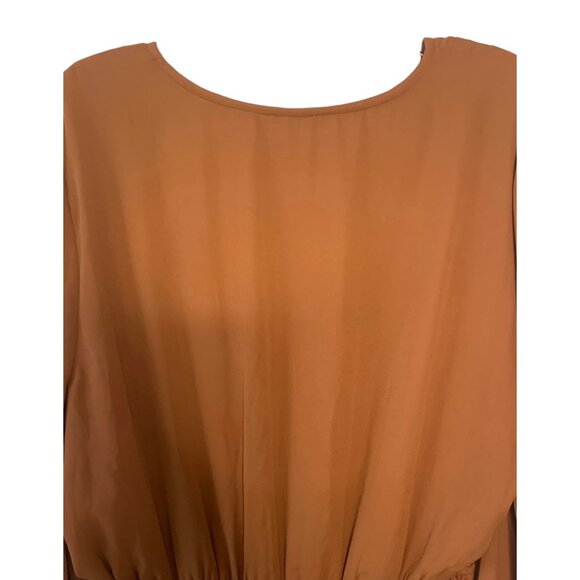 BAR III + Becca Tilley Brown Long Sleeve Smocked Waist Mini-Length Dress Large - Picture 10 of 11